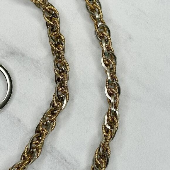 Skinny Silver Gold Two Tone Metal Chain Link Belt Extra Small/Small (XS/S) ✨ - Picture 3 of 9